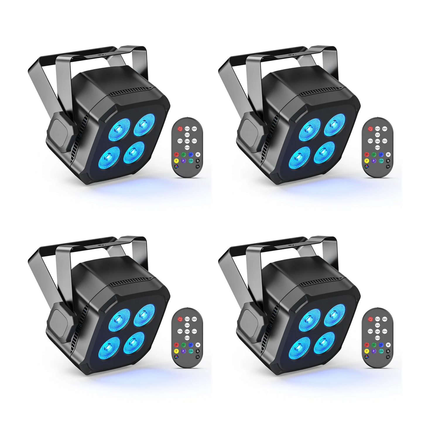 Yiflamefly 4Pcs 30W Par Lights 4x8W LED RGBWYP+CYAN DJ Light Remote & DMX Controlled Stage Light For Wedding Party Club Disco