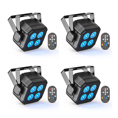 Yiflamefly 4Pcs 30W Par Lights 4x8W LED RGBWYP+CYAN DJ Light Remote & DMX Controlled Stage Light For Wedding Party Club Disco