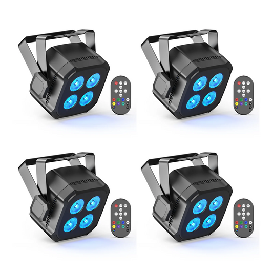 Yiflamefly 4Pcs 30W Par Lights 4x8W LED RGBWYP+CYAN DJ Light Remote & DMX Controlled Stage Light For Wedding Party Club Disco