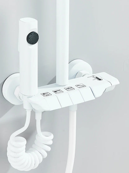 4-way Piano Shower System With Rain Shower Bidet Faucet Hot Cold Water Mixer For Bathroom Shower Kit