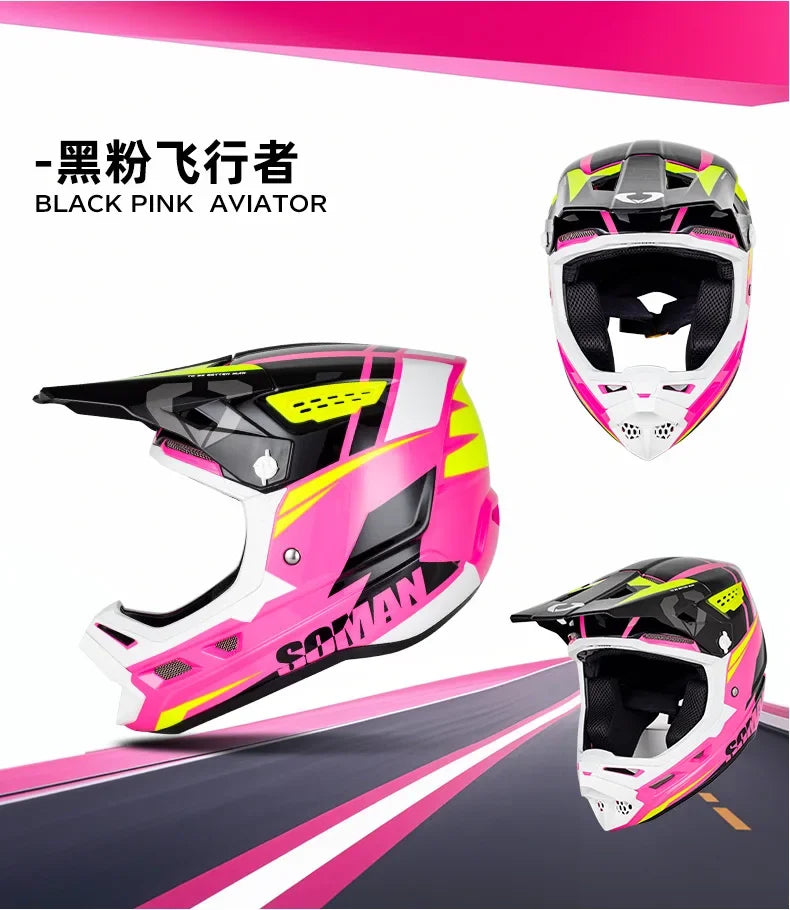 2025 SOMAN Professional Racing Motocross Helmet Off Road Helmet Motorcycle Cartoon Childrenr ATV Motorcycle MTB Helmet