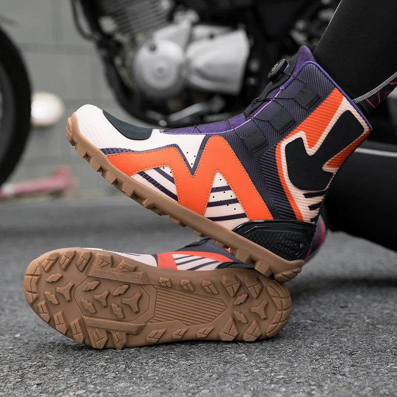 Motorcycle protective riding boots men four season fashion high top anti slip wear-resistant comfortable off-road cycling boots