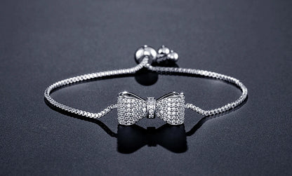 ZAKOL Fashion Bow Zirconia Crystal  Adjustable Bracelet & Bangle for Women Brilliant CZ Party Jewelry