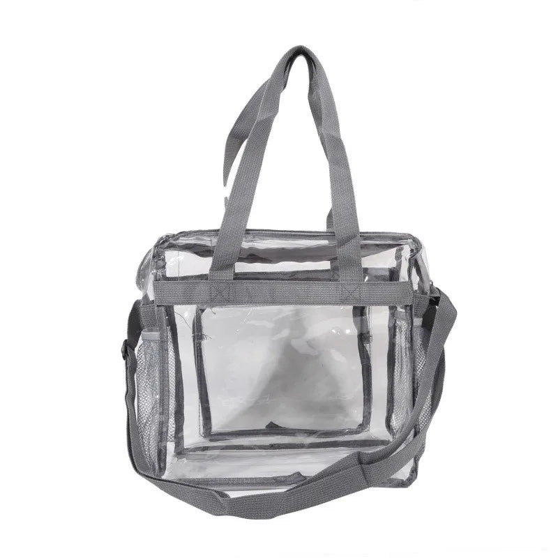 Portable PVC Transparent Shoulder Crossbody Bag Tote Satchel Handbag for Women Lady Large Capacity Clear Bag Shopping Handbag