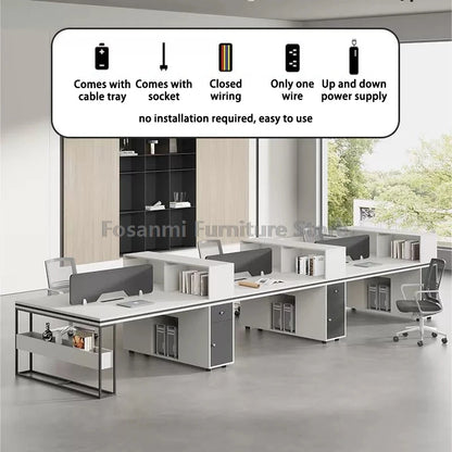Office Staff Work Desk and Chair Sets Modern Computer Desks with Storage Drawn and Screen Home Furniture Swivel Chairs Table Set
