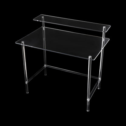 Acrylic Desk 2-Tier Computer Desk Home Office Clear Desk 31.5*19.69*34.65in Writing Table Vanity Desk Study Desk