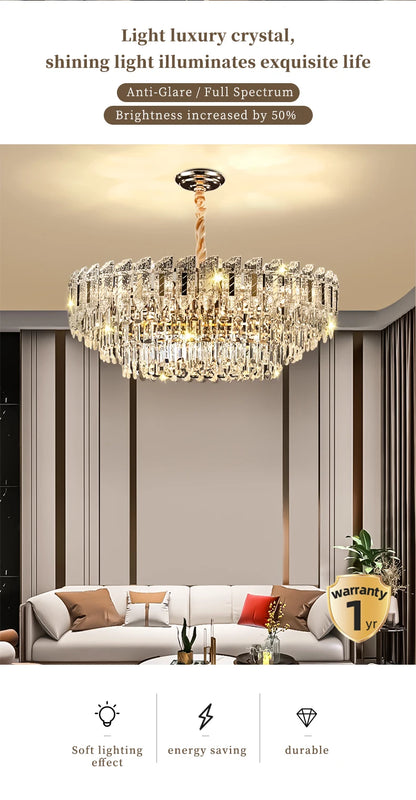 Crystal Hanging Lamps for Living Room Chandelier for Dining Room French Large Nordic Bedroom HQ Ceilling Light Pendant Lamp