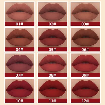 QIBEST Sexy Red Matte Lip Gloss Long Lasting Velvet Liquid Lipstick Lip Makeup Women Beauty Nonstick Cup Waterproof Lipgloss Hot