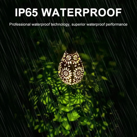 Solar Water Drop Hollow Lantern Light - Vintage Metal Shadow Projector, Waterproof Hanging Decor for Garden, Patio & Porch