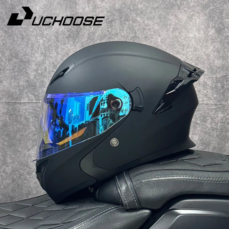 Uchoose DOT Approved Helmets Crash Motorbike Protective Gear Men Women Flip Up Helmet Motorcycle Double Sun Visor