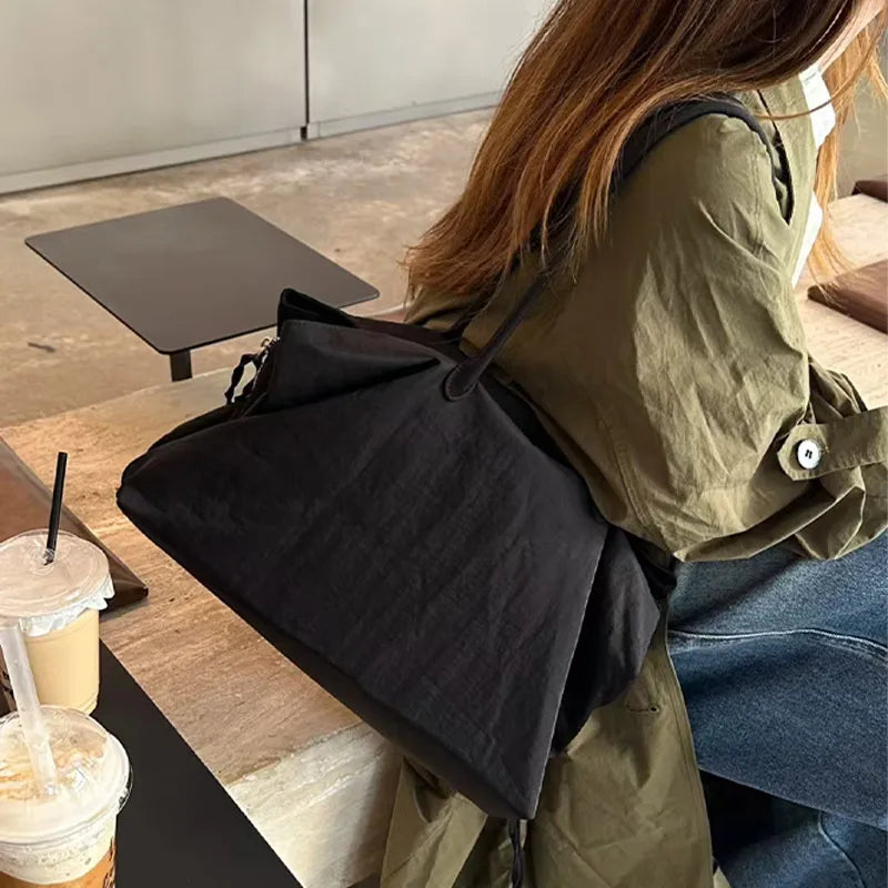 Nylon Women's Commuter Tote Bag Minimalist Large-capacity Tote Bag Ladies Multi-layer Waterproof Computer Shoulder Nylon Handbag