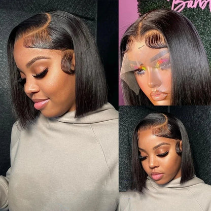4x4 5x5 HD Lace Frontal Glueless Bob Wig Human Hair 10 Inch Straight Human Hair Wig Pre Plucked HD Short Bob Lace Front Wig 13x4