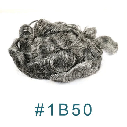 Durable Mens Wig NPU Bond Mono Pu Front Hair Replacement System Breathable Lace Mix Brown Grey 1B80 565# Human Hair Prosthesis