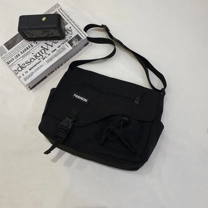 Japanese Simple Messenger Bag Student Nylon Waterproof Canvas Handbag Shoulder Crossbody Bags for Women Men Satchels Bolsas