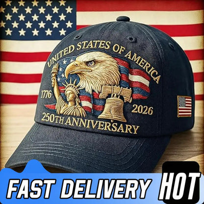 Men Women Baseball Caps US 250th Anniversary Cap Adjustable Retro Washed Patriotic Cap US 250th Anniversary Sports Trucker Hat