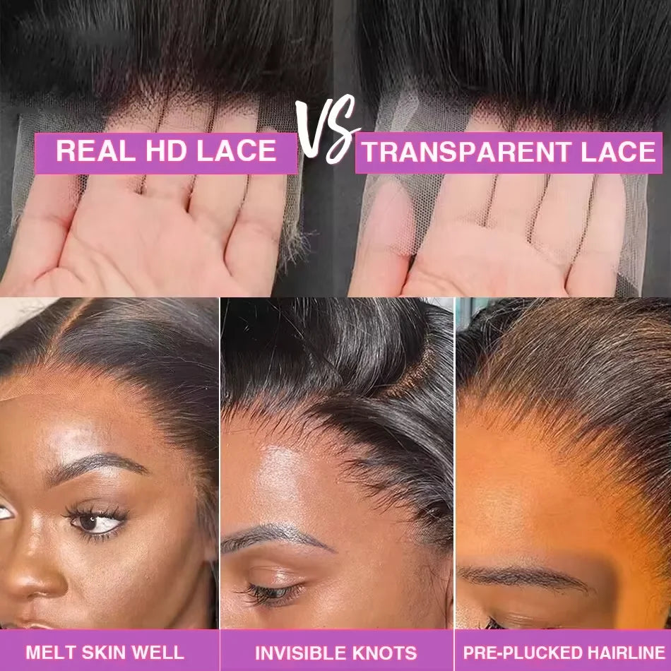 300% 13x6 HD Lace Frontal Wig 100% Raw Human Hair Straight Lace Front Wig 30 36 Inch 5x5 HD Lace Glueless Wig No Glue Human Hair
