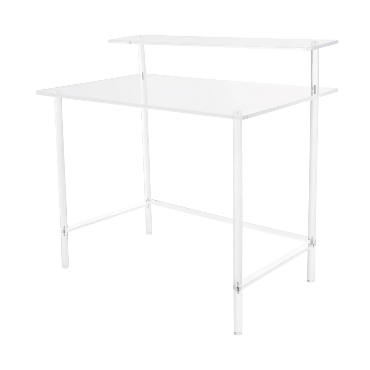 Acrylic Desk 2-Tier Computer Desk Home Office Clear Desk 31.5*19.69*34.65in Writing Table Vanity Desk Study Desk