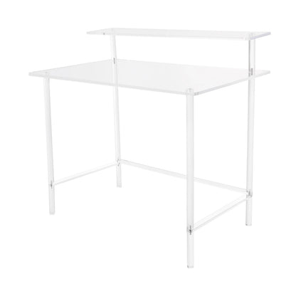 Acrylic Desk 2-Tier Computer Desk Home Office Clear Desk 31.5*19.69*34.65in Writing Table Vanity Desk Study Desk