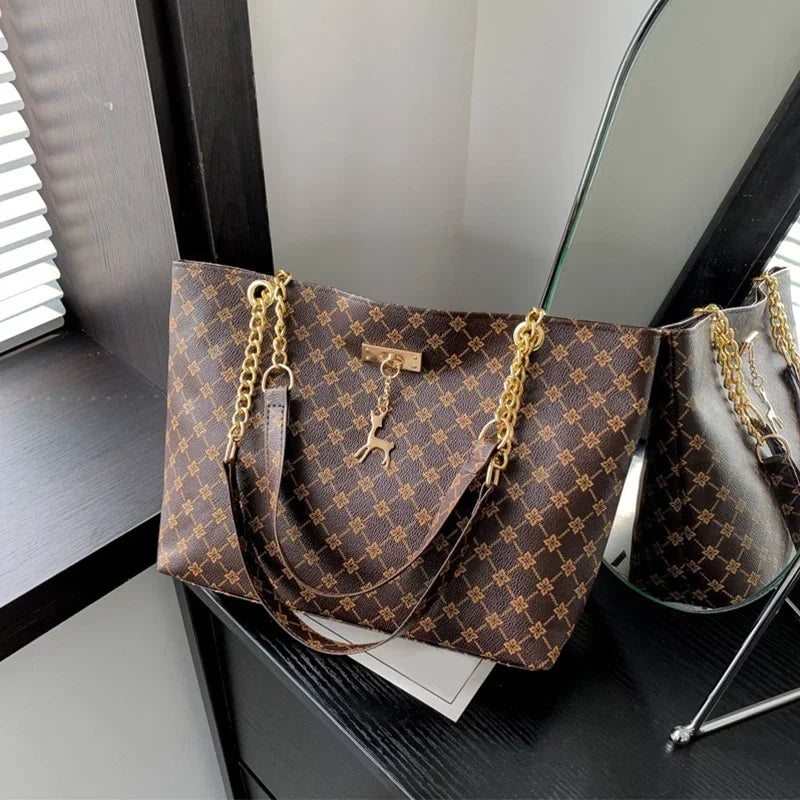 Summer High Quality PU Leather Fashion Large-capacity Shoulder Armpit Women's Bag Work Student Travel Female Retro Handbag Tote
