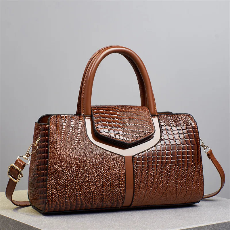 Fashion Crocodile Pattern Women's Handbag Large Capacity Classic Shoulder Bag Casual Crossbody Bag Urban Commuting Tote Bag