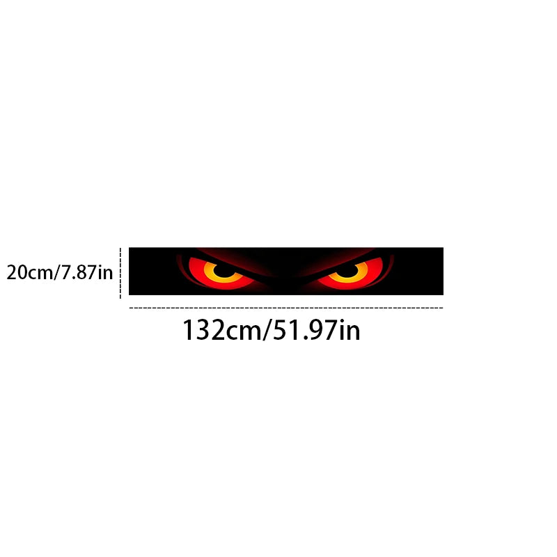 A striking red and black evil look style decorative strip design car windshield sticker. This unique car decal adds a touch