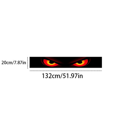 A striking red and black evil look style decorative strip design car windshield sticker. This unique car decal adds a touch