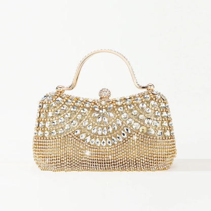 Gorgeous and Shiny Diamonds Rhinestones Tassels Handle Evening Bags for Party and Wedding Clutch Purse Designer Bags Handbags