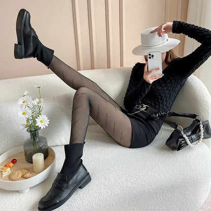 New Warm Tights For Women Winter Fleece Leggings Thermal Stockings Woman Insulated Printed Pantyhose Skin Effect Sock Pants