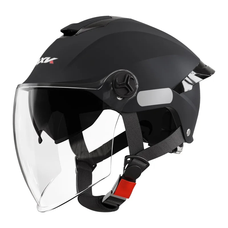 Summer impact protection safety open face motorbike helmet motorcycle short lens ordinary tail wing black