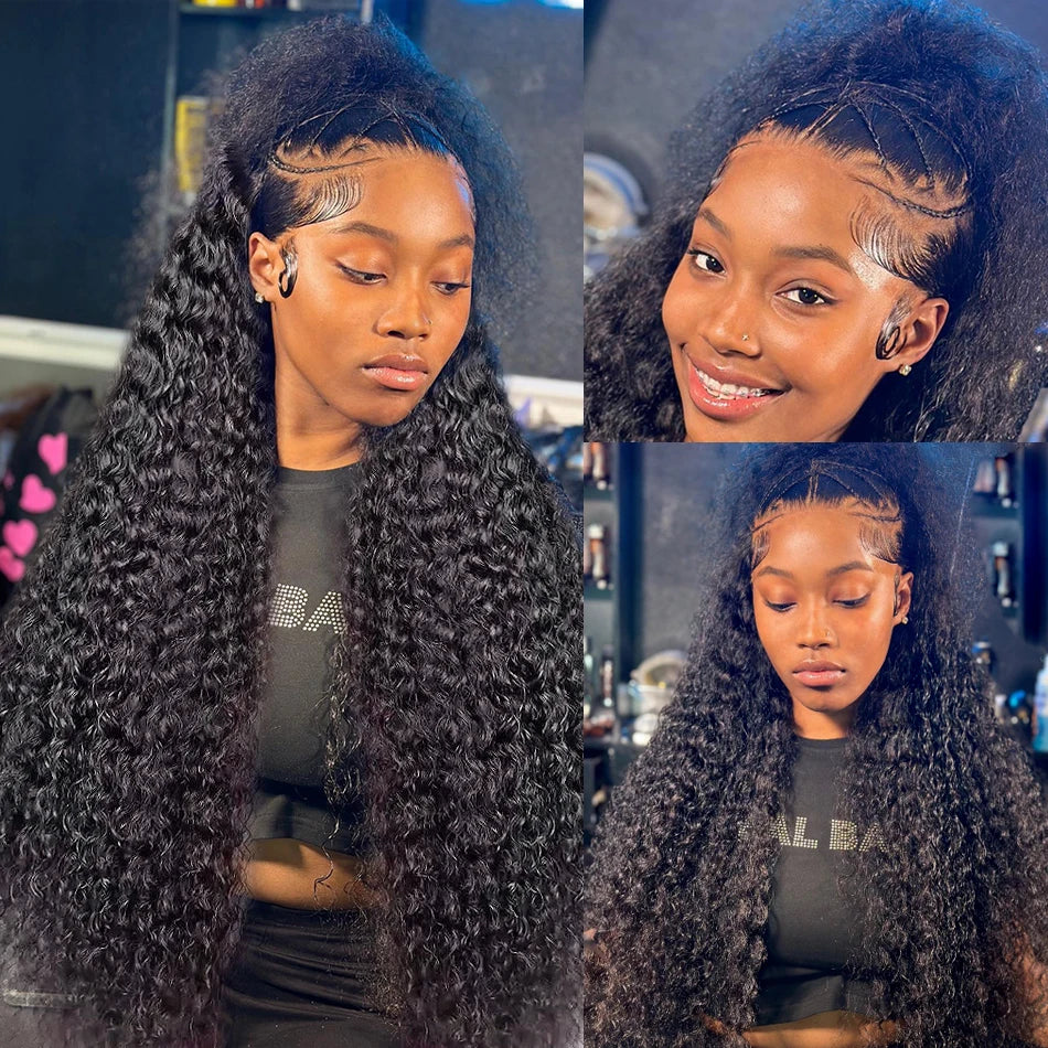 250 Density 13x6 Hd Lace Frontal Wigs Brazilian 32 34 40 Inch Deep Wave Curly Human Hair Wigs 100% For Black Women Preplucked