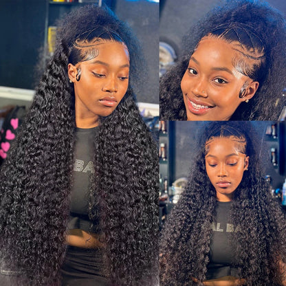 250 Density 13x6 Hd Lace Frontal Wigs Brazilian 32 34 40 Inch Deep Wave Curly Human Hair Wigs 100% For Black Women Preplucked