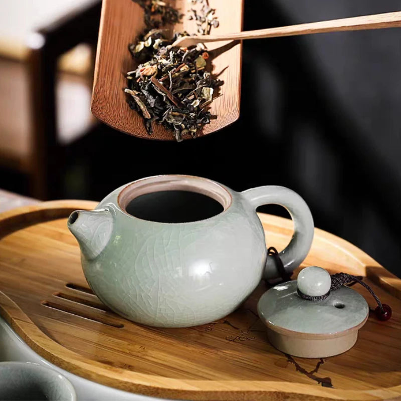 Ge Yao Ceramic Teapot teacup manual Chinese ice crack split teapot can raise Xishi tea pots household Kung Fu tea pot
