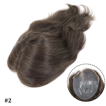 Brown Long Human Hairpieces Men's Toupee Natural Hairline Lace Front Male Wig Breathable Lace With PU Hair Replacement Systems