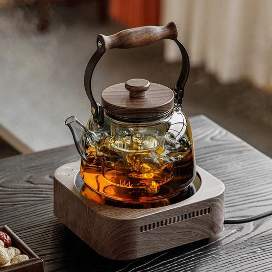 1000ML Loop-Handled Glass Teapot  With Tea Strainer Infuser Restaurant Family Cooking Flower Puer Tea Kettle  Kung Fu Tea Set
