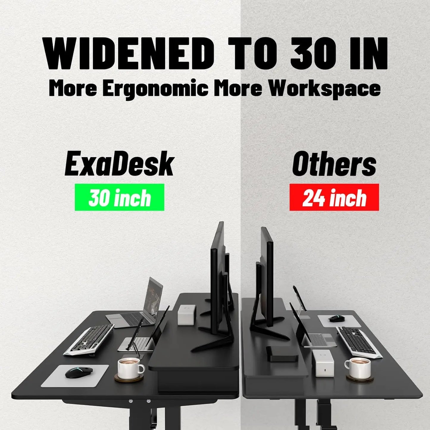 55 * 30 Inches Electric Standing Widened Desk Adjustable Height with 4 Drawers, Double Storage Shelves Stand Up, Customized