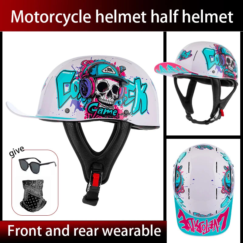 Summer breathable retro cruise motorcycle helmet for men and women electric motorcycle half helmet day American pedal scoop helm