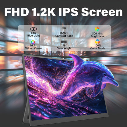 14 Inch Touch Portable Monitor Carbon Fiber 1920×1200 16:10 60Hz IPS Screen Built-in Kickstand External Display For Laptop Phone