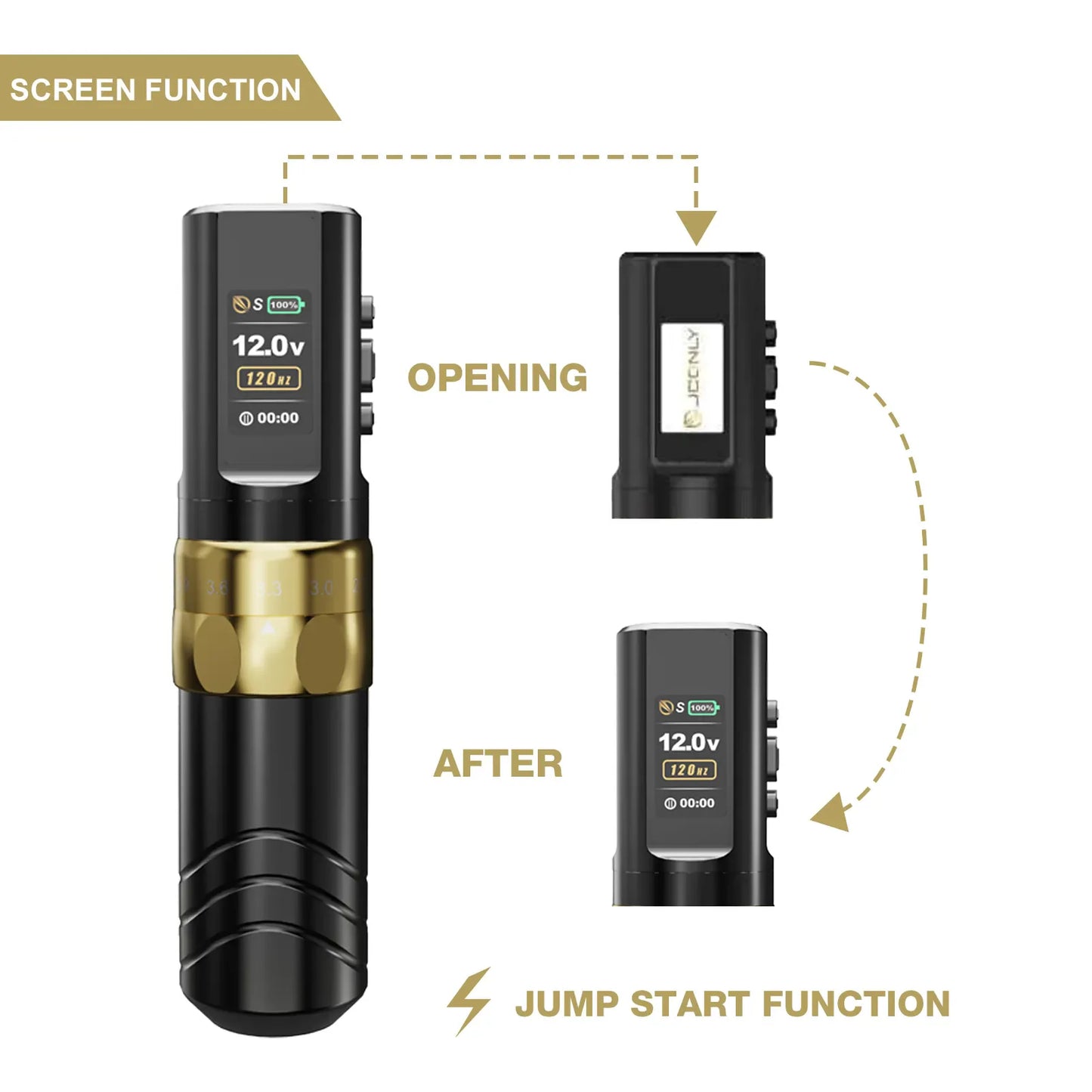 JCONLY Wireless Tattoo Pen Machine EPOCH Tattoo Machine Pen with 2pcs 2000mAh Battery for Permanent Makeup Pen Needles