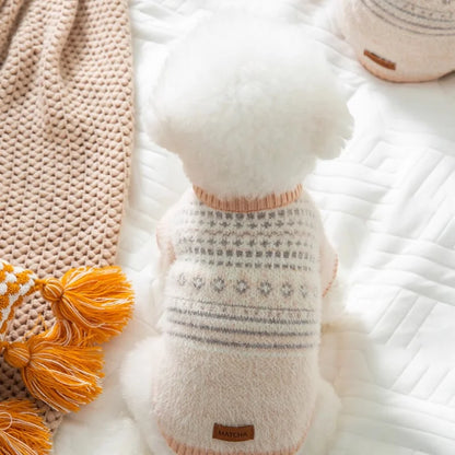 Fashion Plaid Dog Sweater Winter Warm Dog Clothes Cute Simple Puppy Knitted Pullovers Warm Soft Cat Sweaters Bichon Pet Costumes