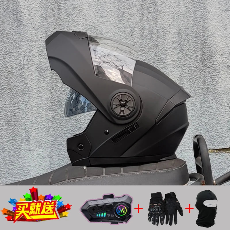 ORZ new motorcycle helmet with dual sunshades full face racing Bluetooth modular flip helmet for men and women DOT approval