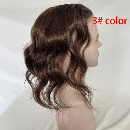 12'' Long Toupee for Men 10x8'' European Virgin Human Hair Replacement Systems Men's Hairpiece Mono Lace Top Loose Wave Men Wigs