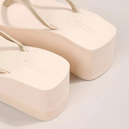 Summer Wedge Flip Flops for Women 2025 Fashion Clip Toe Platform Slippers Woman Lightweight Thick Bottom Non Slip Beach Sandals