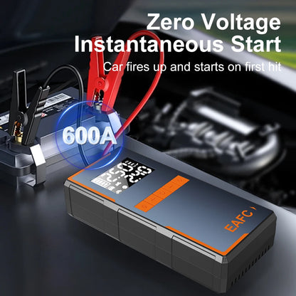 2025 Newest All-in-One Car Emergency Jump Starter & Air Pump 1200A Peak 150PSI Tire Inflator with LED Light & Power Bank