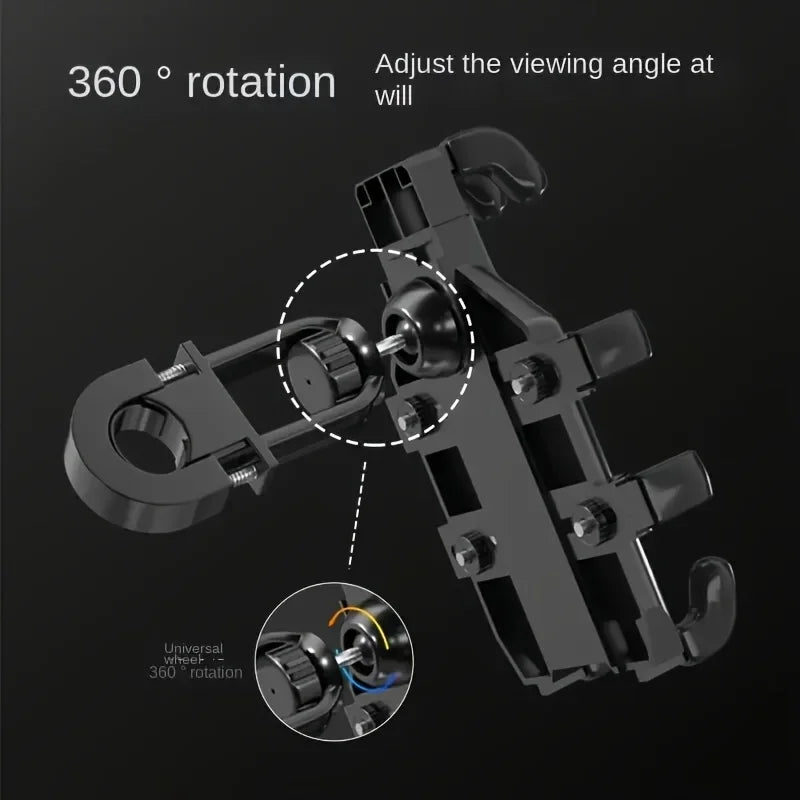 1 Pcs Super stable Motorcycle Handlebar Phone Holder 360 Degree Rotating Motorcycle Navigation Shock-proof Phone Stand Bracket