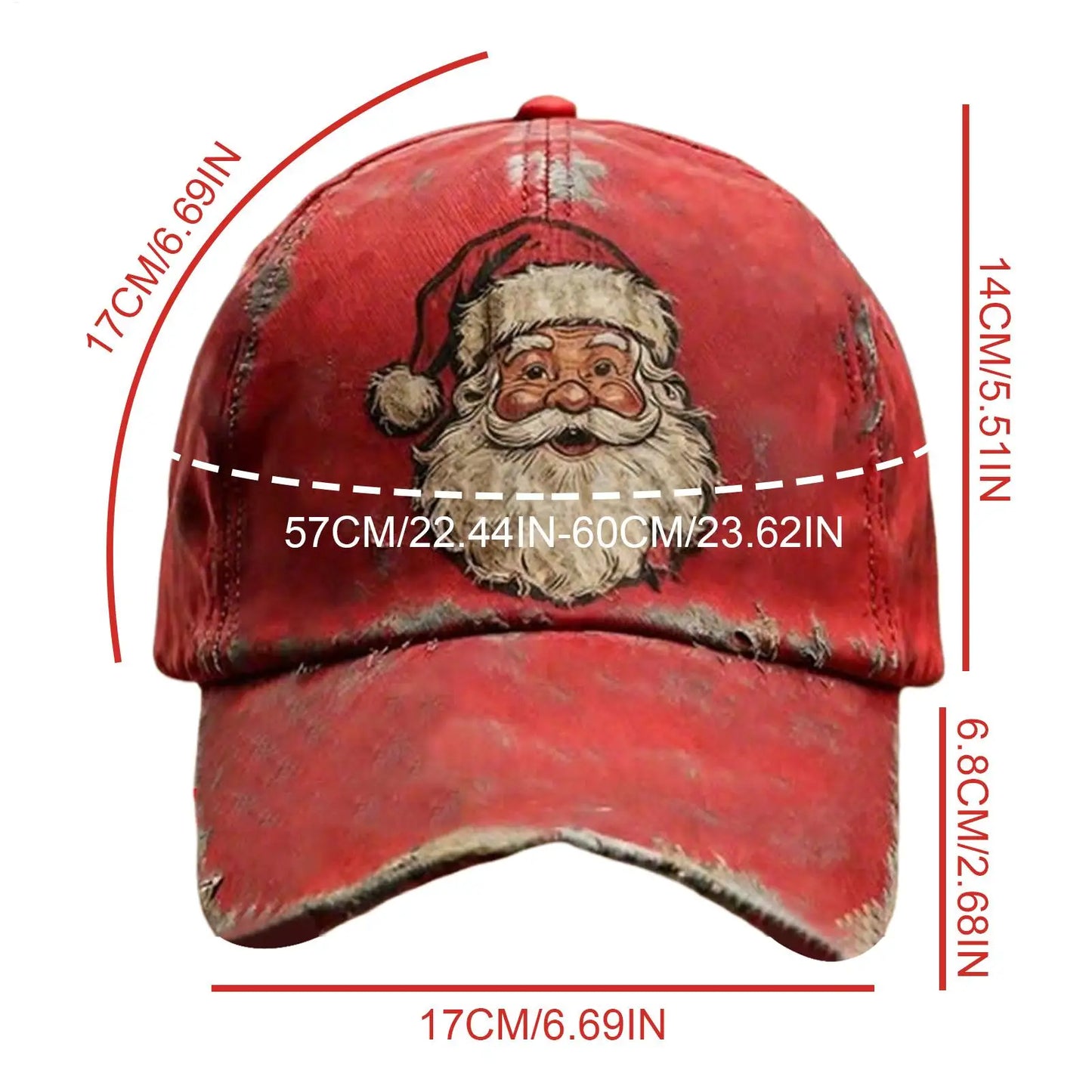 Baseball Hats for Men Christmas Red Funny Vintage Santa Claus Printed Baseball Hat New Unisex Fashion Trucker Caps