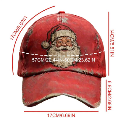 Baseball Hats for Men Christmas Red Funny Vintage Santa Claus Printed Baseball Hat New Unisex Fashion Trucker Caps