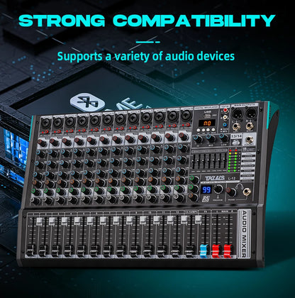 TKLBLS L12 mixer Professional 12 channel USB DJ PC 99 DSP effect  Bluetooth 48V party performance