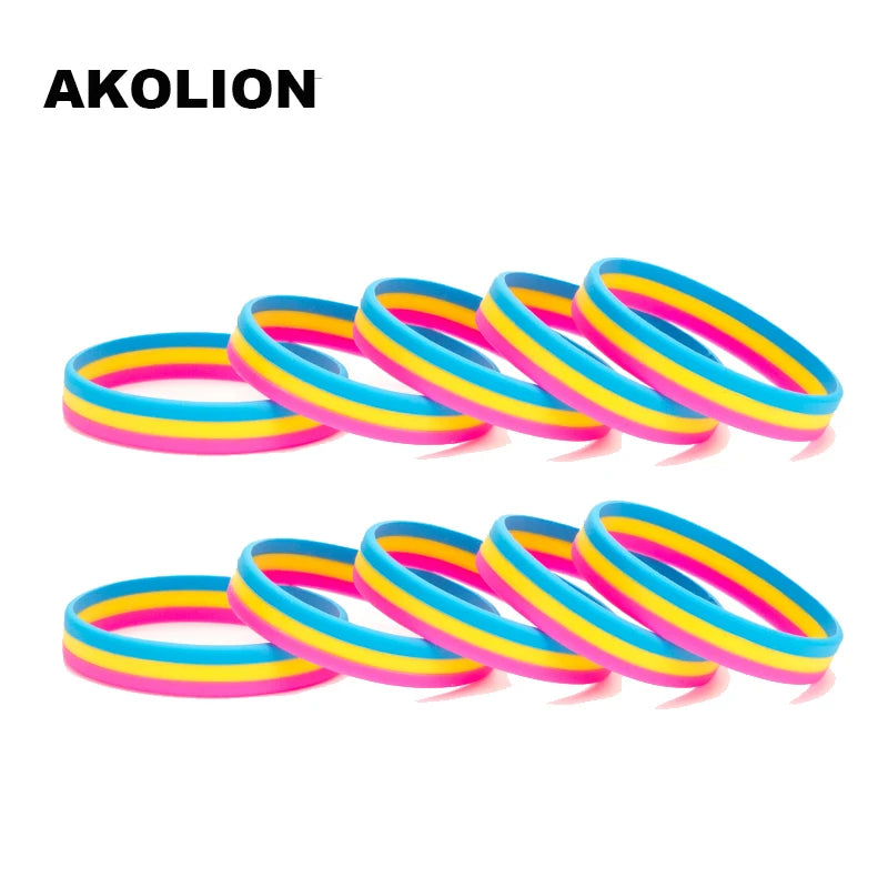LGBT Pride Rainbow Pansexual Asexual Genderqueer Bisexual Wristband Jewelry Silicone Bracelet SLP-0000