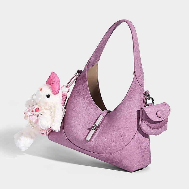 2026 New Pures Color Handbag with Long Shoulder Strap Messenger Bag Women's Designer Handbag Underarm Small Tote Bag