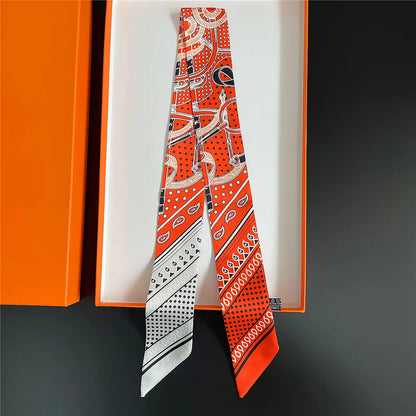Luxury Brand Horse Bag Scarf 2024 New Design Womens Silk Scarf Fashion Head Scarf Headwear Long Skinny Scarves Bag Accessories